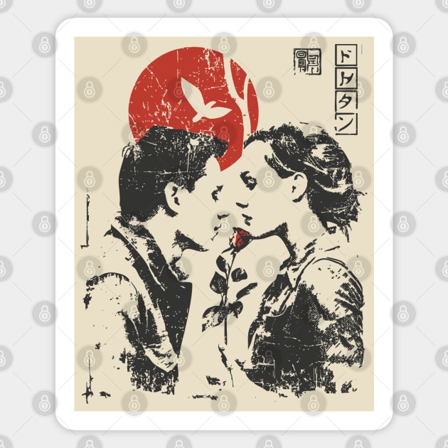 Lovers Under the Red Sun - Japanese Romance Design Sticker by TuncGK